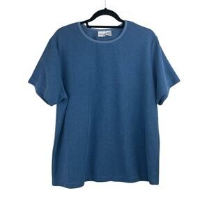 Vintage 90s Cherokee Plus Size Heather Blue Knit Crewneck Top 1X NWT Deadstock